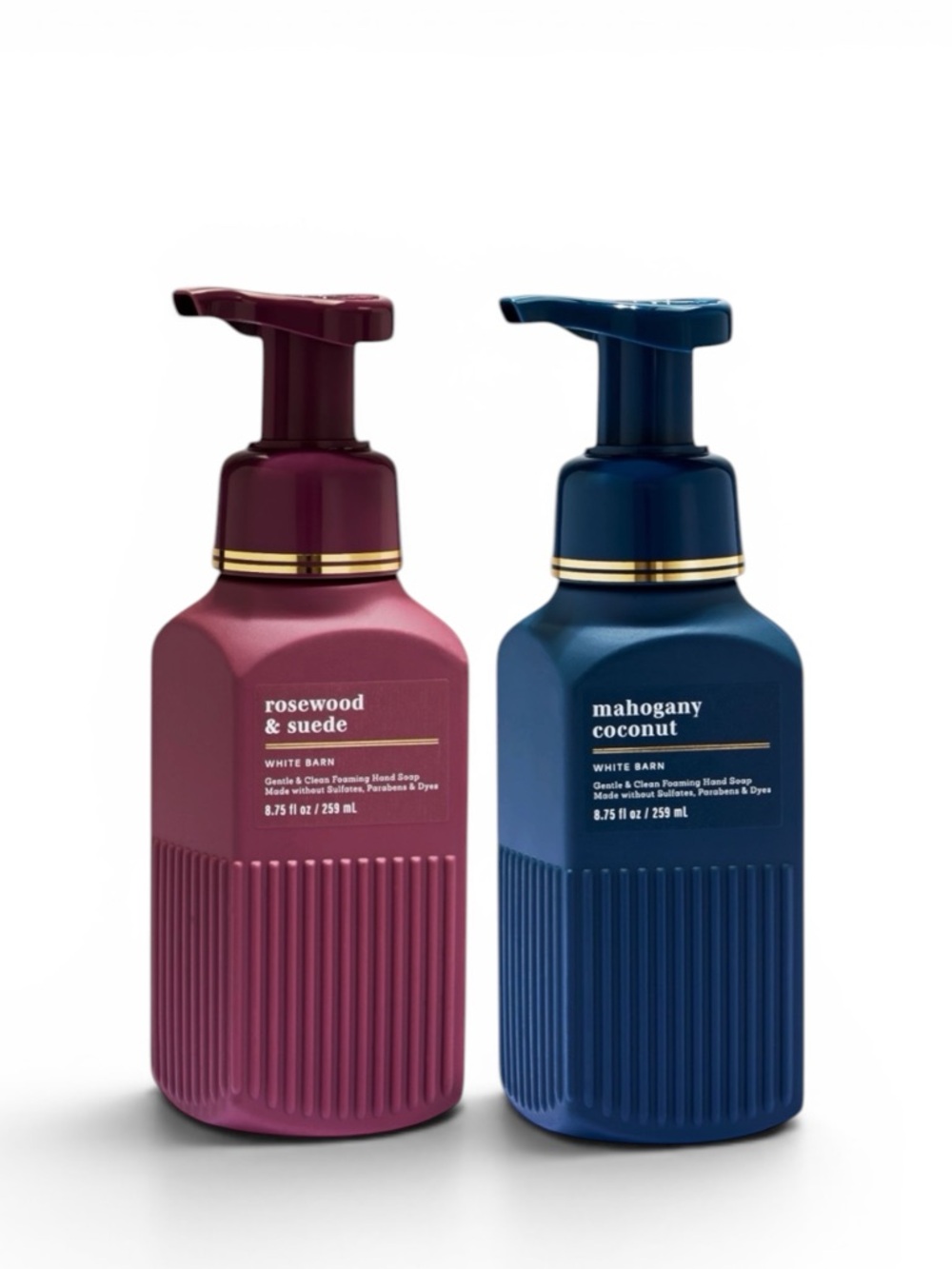 BBW Rosewood & Suede + Mahogany Coconut LUXE Foaming hand Soap 8.75 fl oz Bundle
